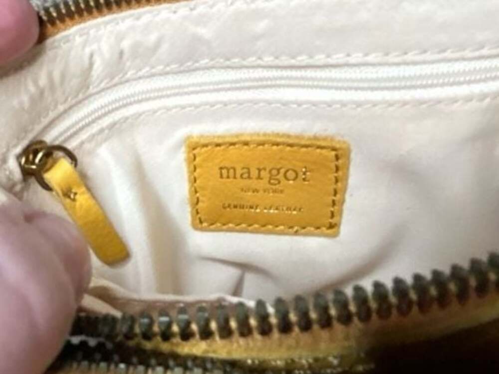 Margot New York Yellow Leather Double Zip Crossbody Bag - Picture 7 of 13
